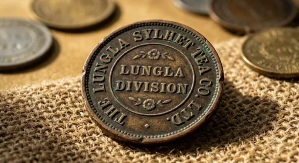 Rare historical tea garden tokens used in colonial Assam tea plantations